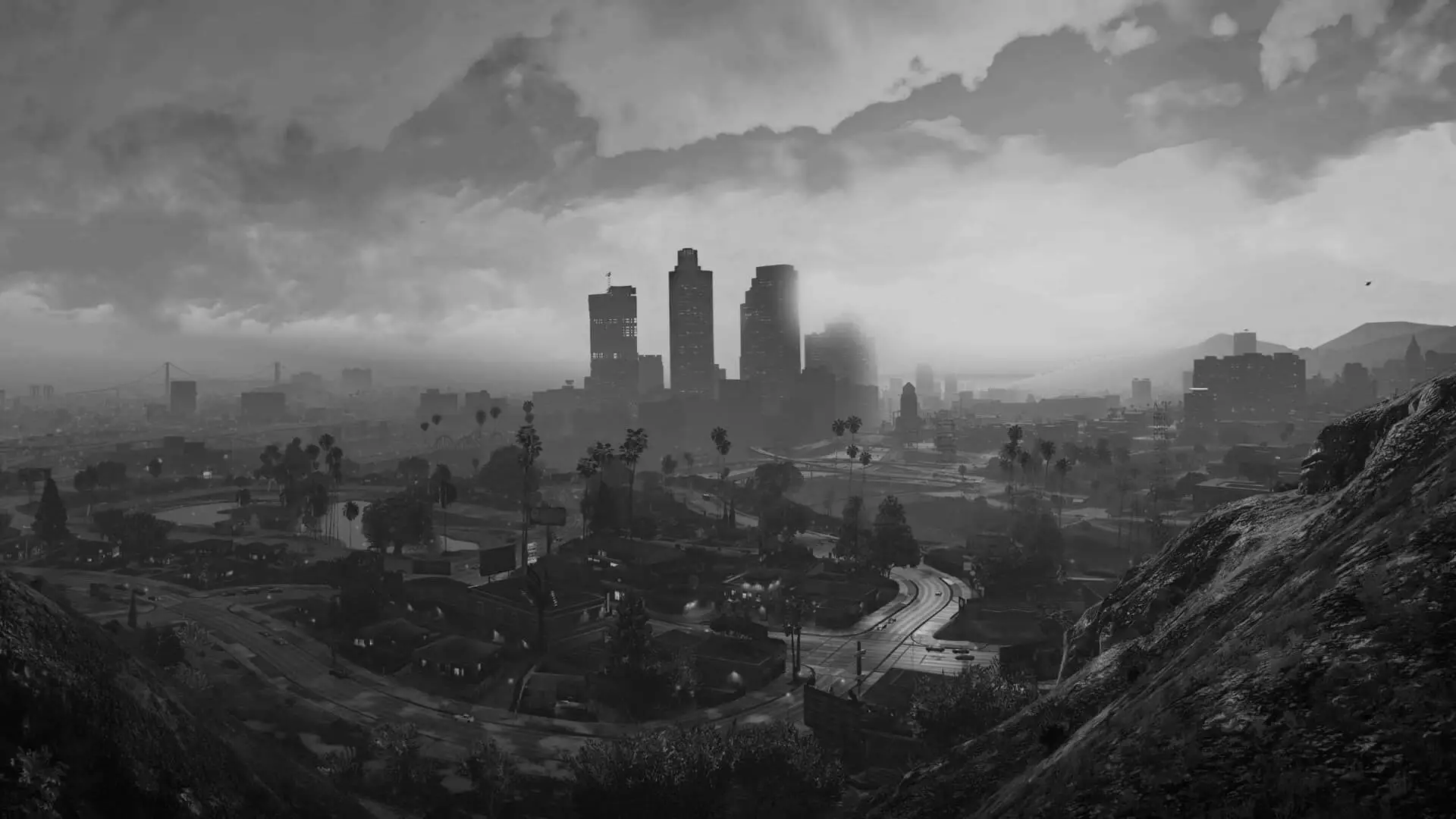 Fundo de Gotham City em preto e branco